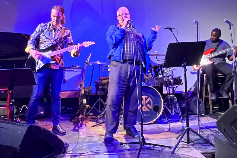 Our talented volunteer and singer Barrie played with his band at the Temple of Art and Music