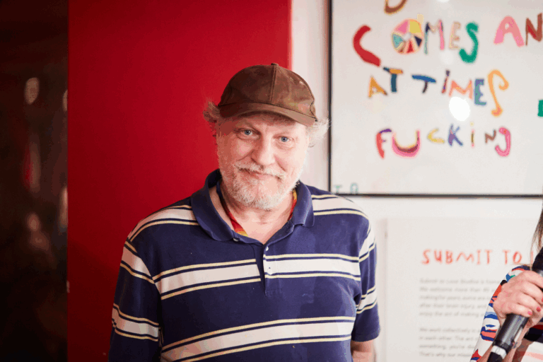Artist Tony Allen at Rich Mix for his Art is Freedom exhibition