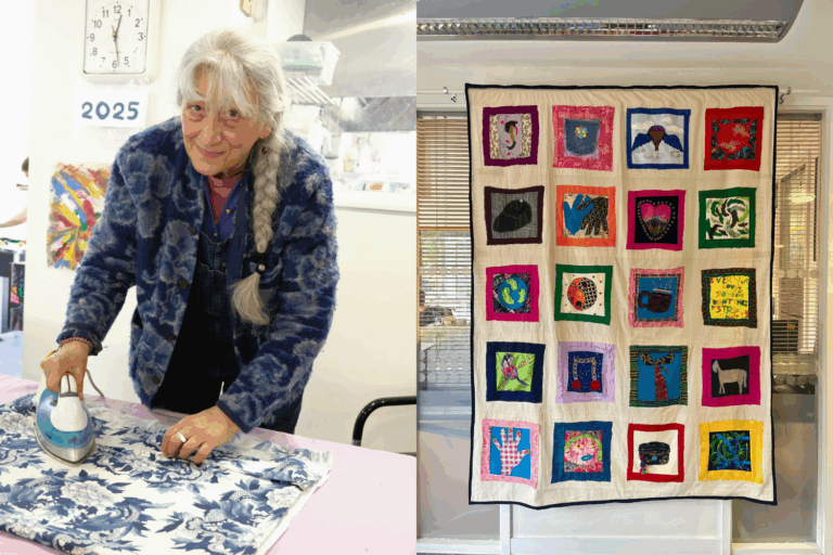 Claudine Roux is a textiles artist who recently made a quilt with our members